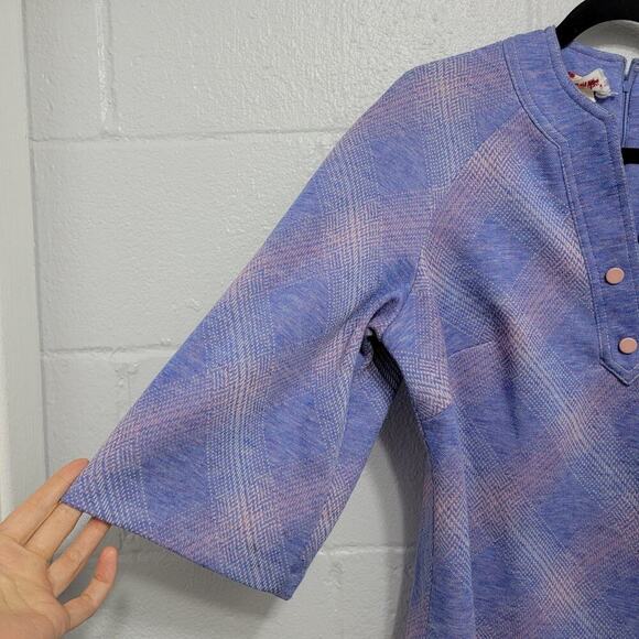 VTG Kay Windsor Retro Purple Plaid Bell Sleeve Top L/XL 566 - Picture 5 of 10